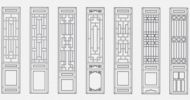 丘北常用中式仿古花窗图案隔断设计图